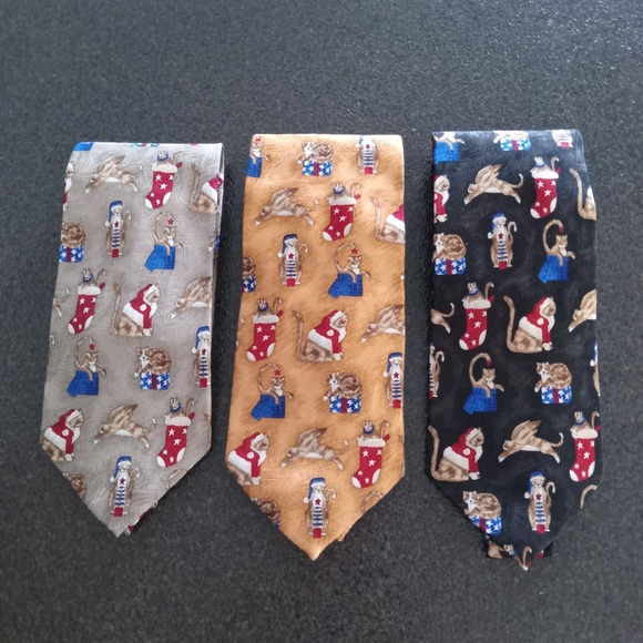 Jz Richards Other - J.Z. Richards Handmade All Silk Christmas Kittens Necktie‎ Lot 0f 3